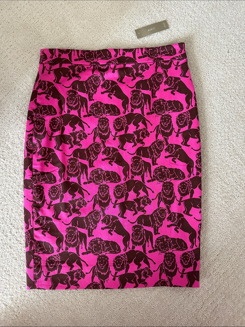 Vintage J. Crew Hot Pink Lion-Print Pencil Skirt